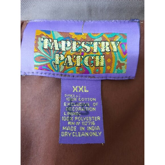 Vintage 90s Floral Applique Patches Utility Jacket Size XXL 2XL Brown Cotton - Picture 12 of 12